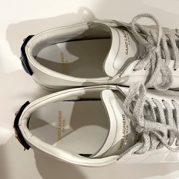 🇫🇷 Saint Laurent White Signature Court Classic Lips Sneakers - Picture 6 of 13